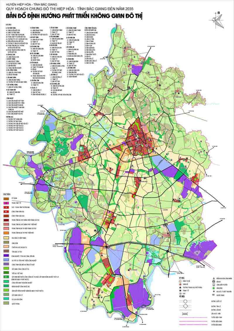 Bản đồ định hướng phát triển không gian quy hoạch đô thị Hiệp Hòa