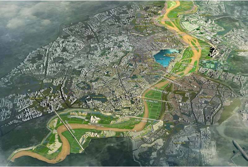 Phối cảnh tổng thể quy hoạch phân khu đô thị sông Hồng