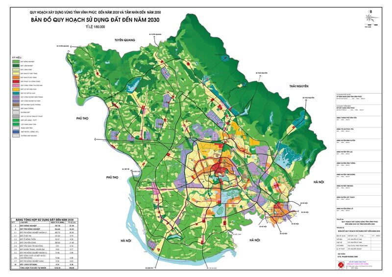 Bản đồ quy hoạch sử đất tỉnh Vĩnh Phúc đến năm 2023