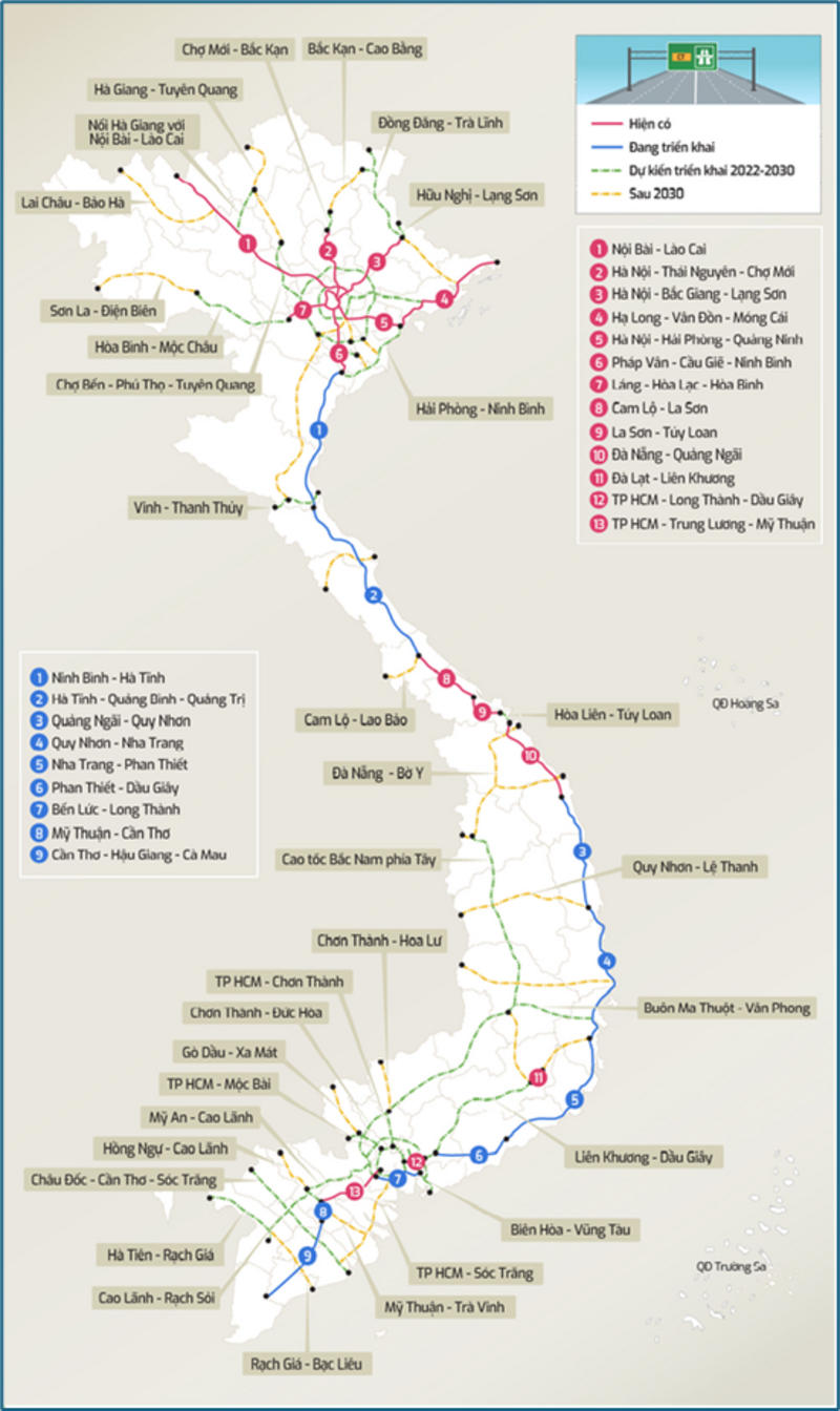 Bản đồ quy hoạch đường cao tốc Bắc Nam hiện nay