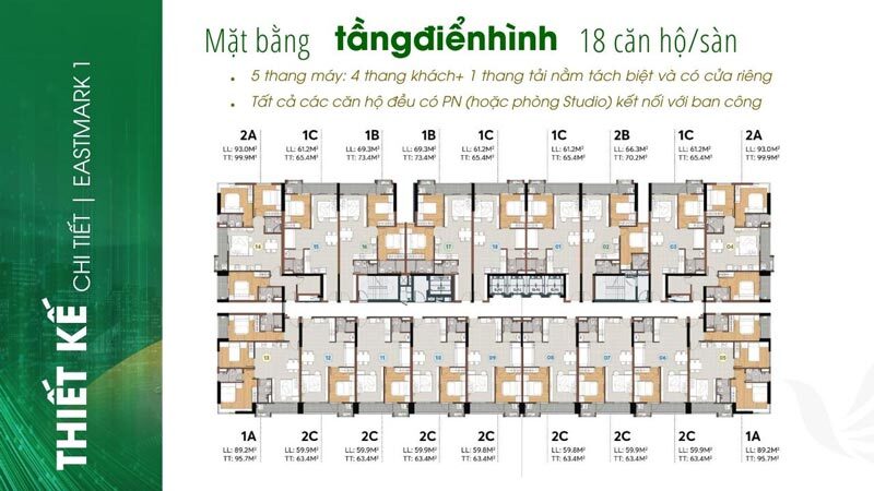 Mặt bằng tầng điển hình dự án The Hybrid 1