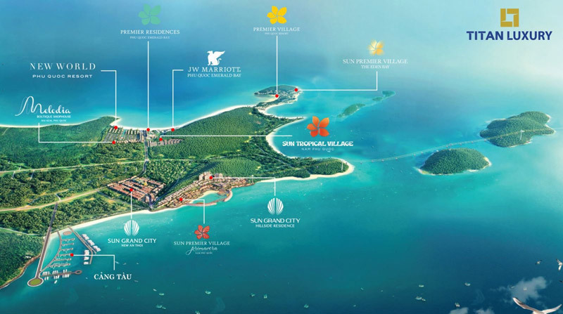 Vị trí dự án Sun Tropical Village Phú Quốc