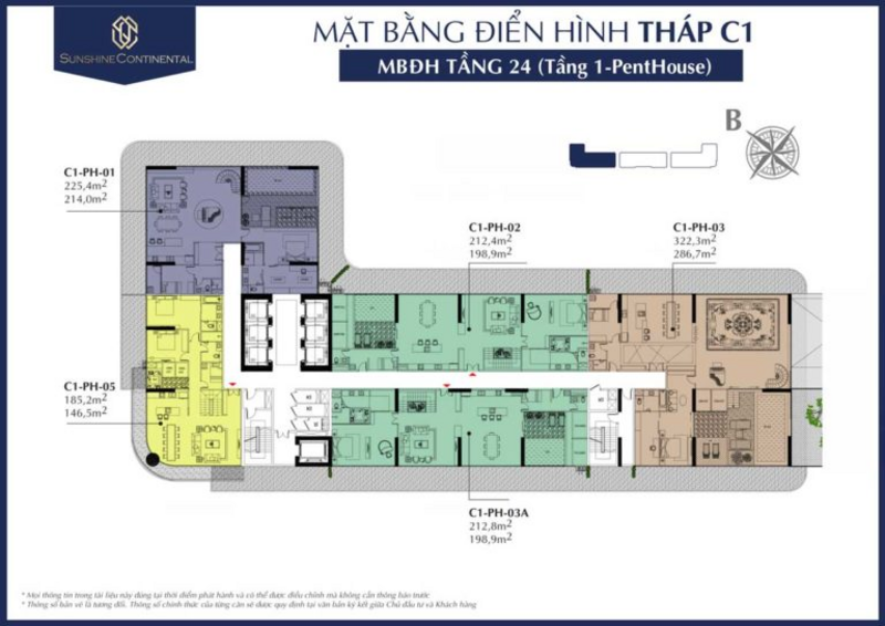 Mặt bằng điển hình tháp C1 tại dự án Sunshine Continental Quận 10