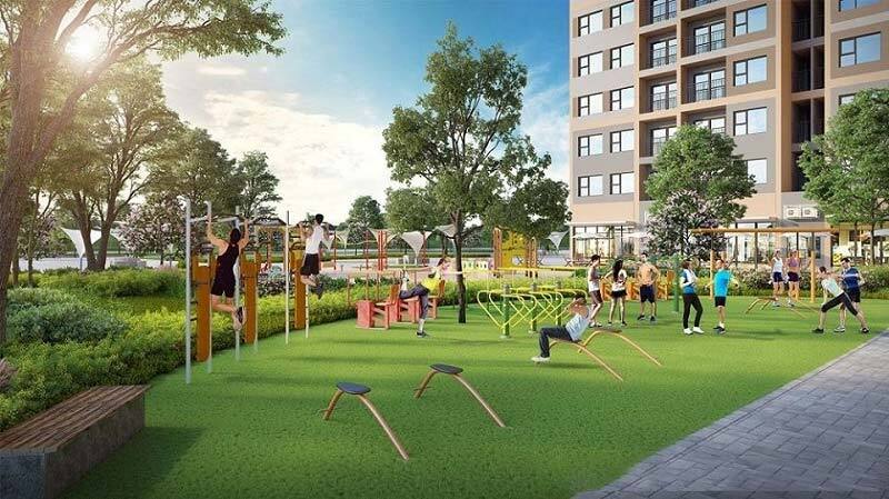 Phối cảnh khuôn viên sinh hoạt chung tại Mê Linh Vista City
