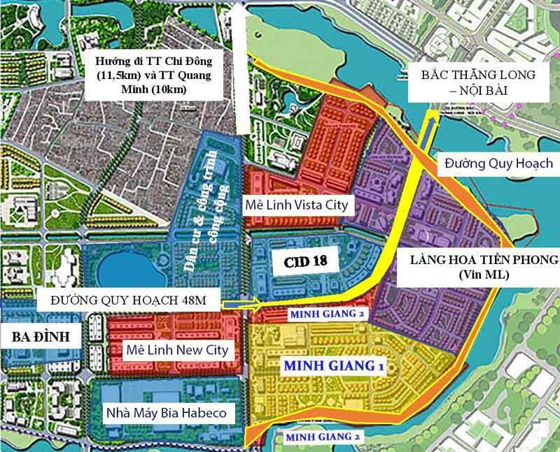 Vị trí dự án Mê Linh Vista City