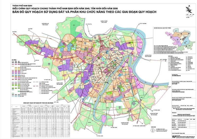 Bản đồ quy hoạch sử dụng đất và phân khu chức năng thành phố Nam Định