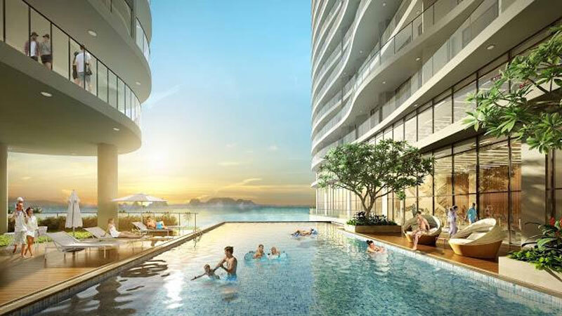 Phối cảnh bể bơi tại Marina Bayfront Towers