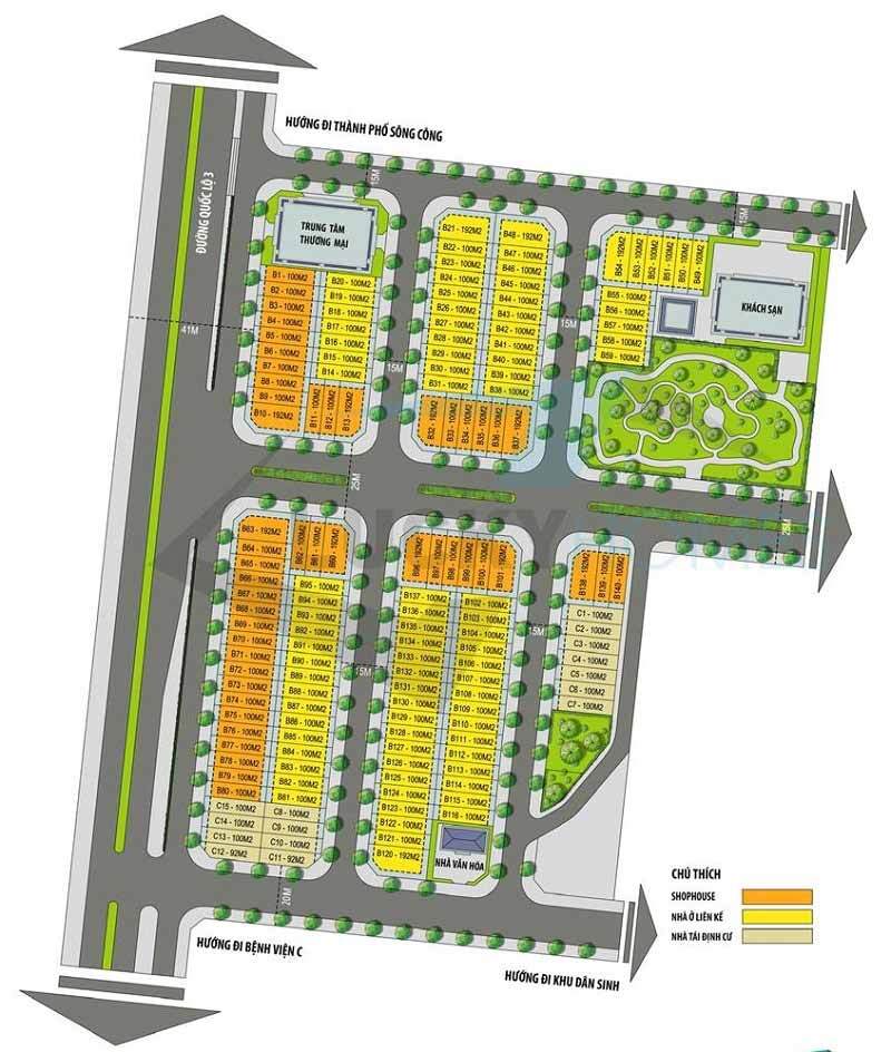 Mặt bằng tại dự án Sông Công River Thái Nguyên