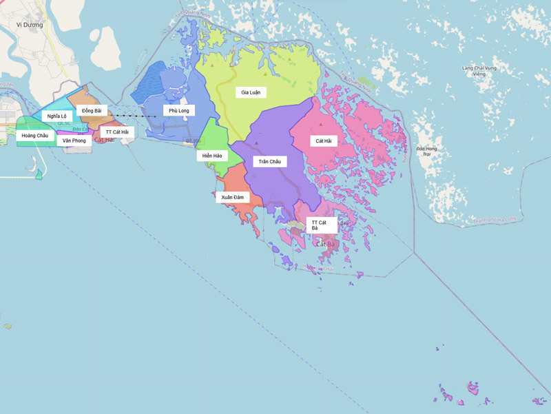 Bản đồ đơn vị hành chính huyện Cát Hải