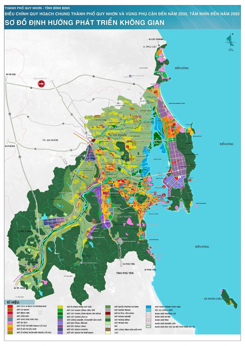 Sơ đồ định hướng phát triển không gian Quy hoạch chung thành phố Quy Nhơn và các vùng phụ cận đến năm 2035