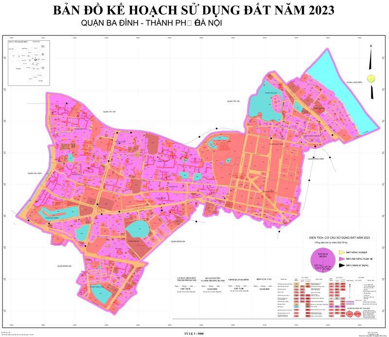 Bản đồ quy hoạch quận Ba Đình - Kế hoạch sử dụng đất năm 2023