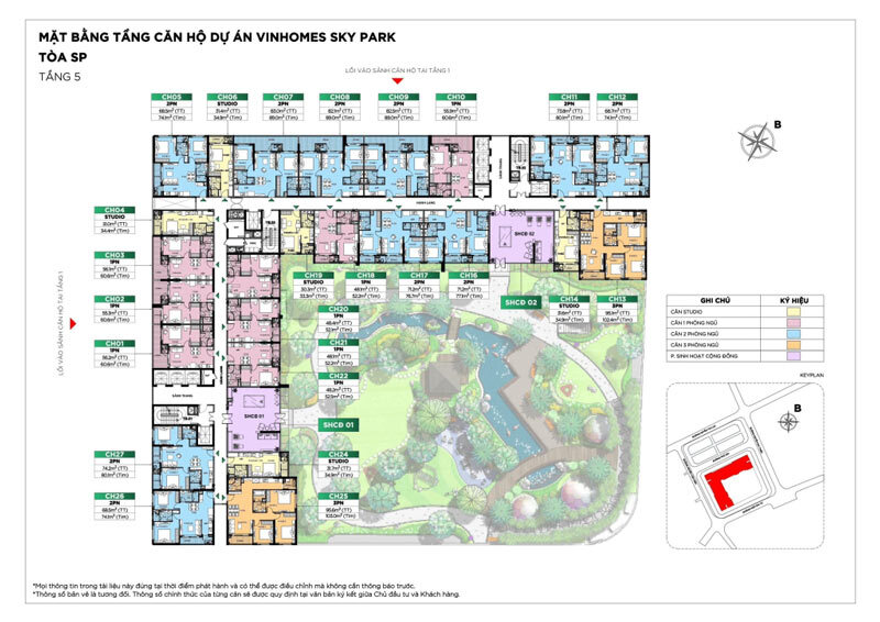 Mặt bằng tầng căn hộ dự án Vinhomes Sky Park Bắc Giang