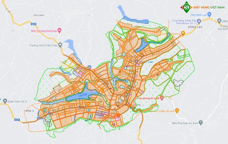 Bản đồ Quy hoạch chung thị trấn Di Linh, huyện Di Linh, tỉnh Lâm Đồng đến năm 2030