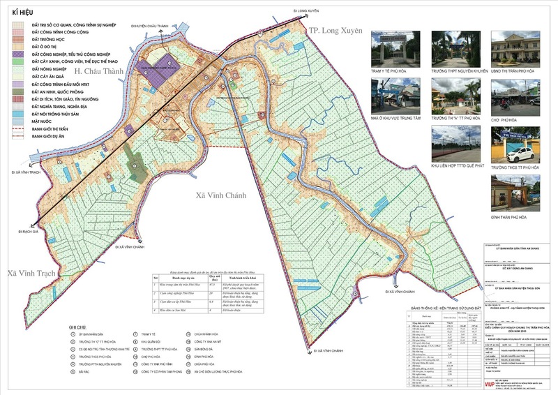 Bản vẽ hiện trạng sử dụng đất xã quy hoạch chung thị trấn Phú Hoà, huyện Thoại Sơn, tỉnh An Giang đến năm 2030