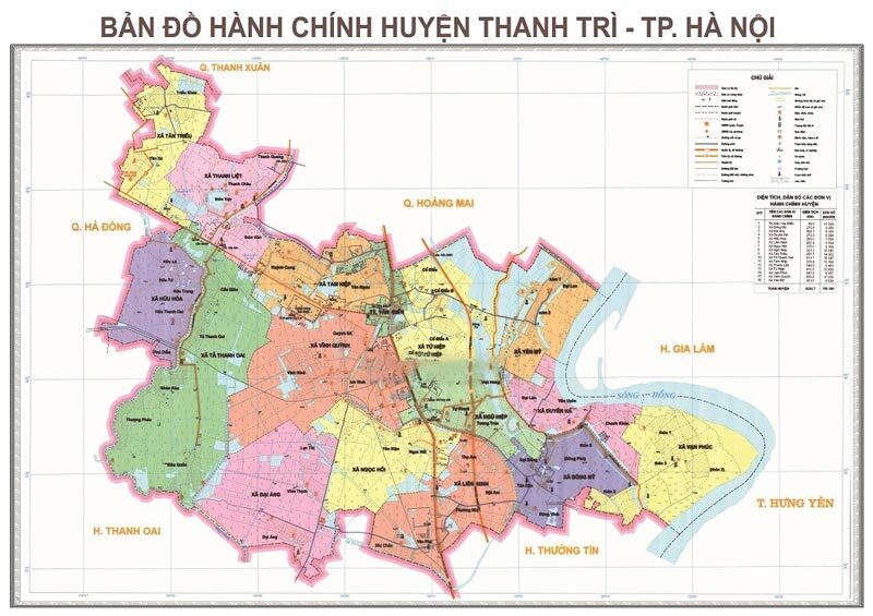 Bản đồ hành chính huyện Thanh Trì