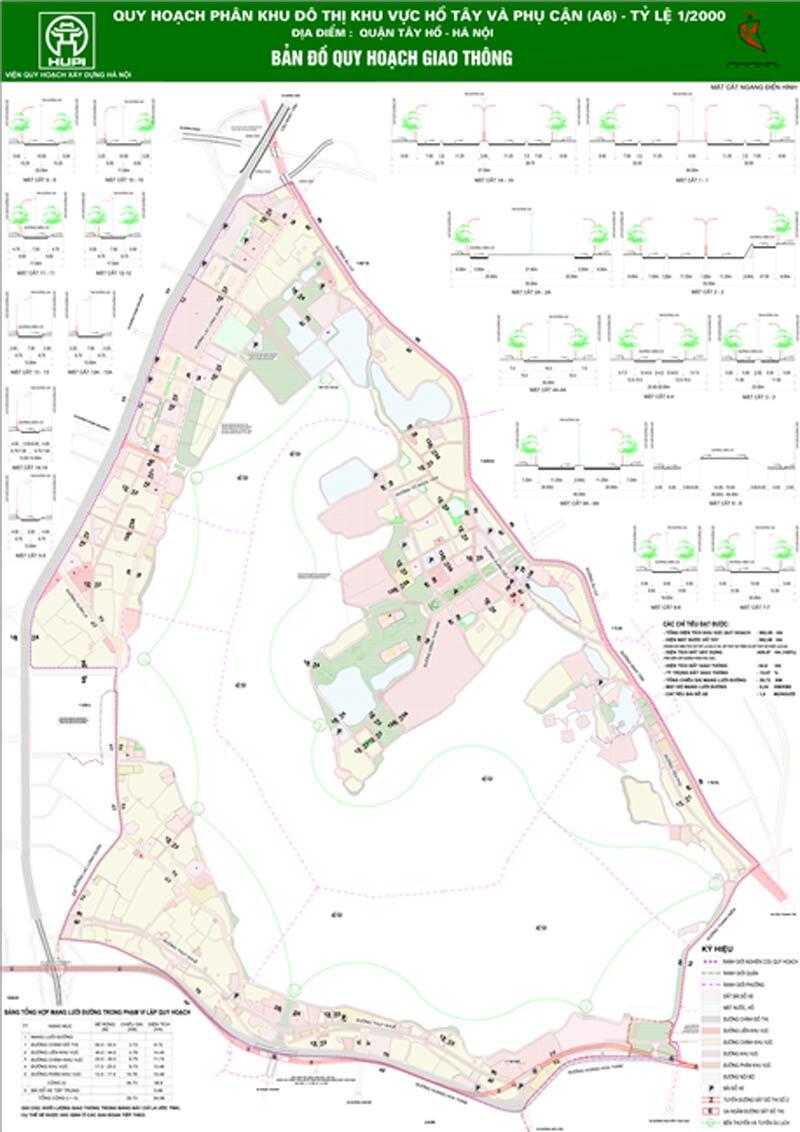 Quy hoạch phân khu đô thị khu vực Hồ Tây và phụ cận (A6) - Bản đồ quy hoạch giao thông