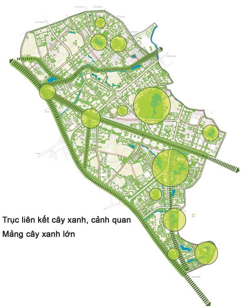 Bản đồ trục liên kết cây xanh phân khu đô thị S4