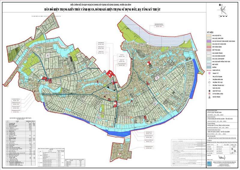 Bản vẽ hiện trạng quy hoạch chung xây dựng xã Song Giang, huyện Gia Bình