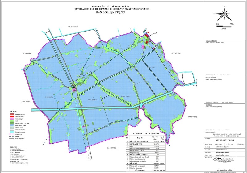 Bản đồ hiện trạng quy hoạch thị trấn mới huyện Mỹ Xuyên