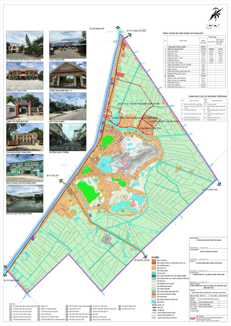 Bản vẽ hiện trạng Quy hoạch chung thị trấn Núi Sập, huyện Thoại Sơn, tỉnh An Giang đến năm 2030