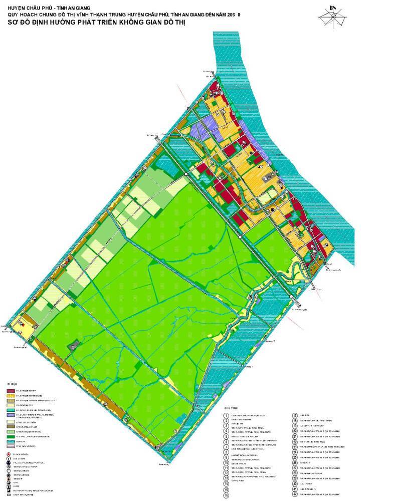 Bản vẽ định hướng phát triển không gian Quy hoạch chung đô thị Vĩnh Thạnh Trung, huyện Châu Phú, tỉnh An Giang đến năm 2030
