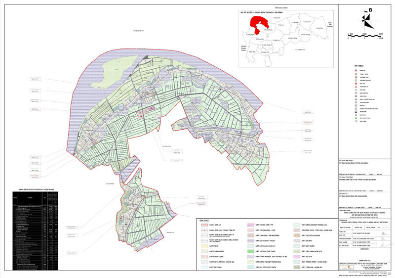 Bản đồ hiện trạng quy hoạch chung xã Giang Sơn, huyện Gia Bình