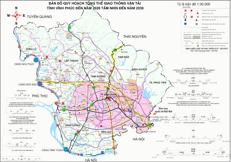 Bản đồ quy hoạch giao thông tỉnh Vĩnh Phúc