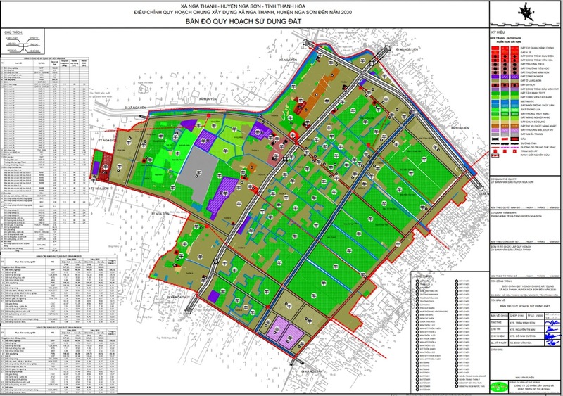 Bản vẽ quy hoạch sử dụng đất quy hoạch chung xây dựng xã Nga Thanh, huyện Nga Sơn tỉnh Thanh Hóa đến năm 2030
