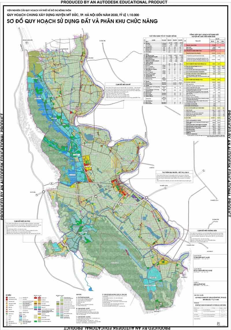 Bản đồ quy hoạch huyện Mỹ Đức đến năm 2030, tỷ lệ 1/10000