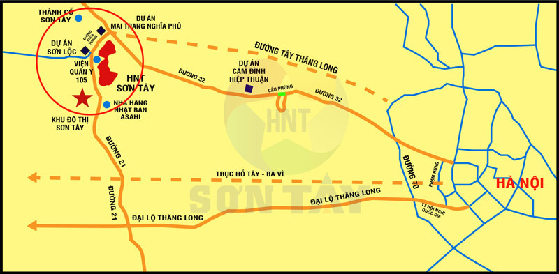 Vị trí dự án HNT Sơn Tây