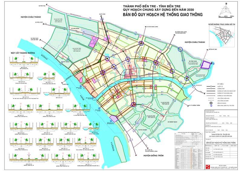 Bản đồ quy hoạch hệ thống giao thông thành phố Bến Tre, tỉnh Bến Tre.