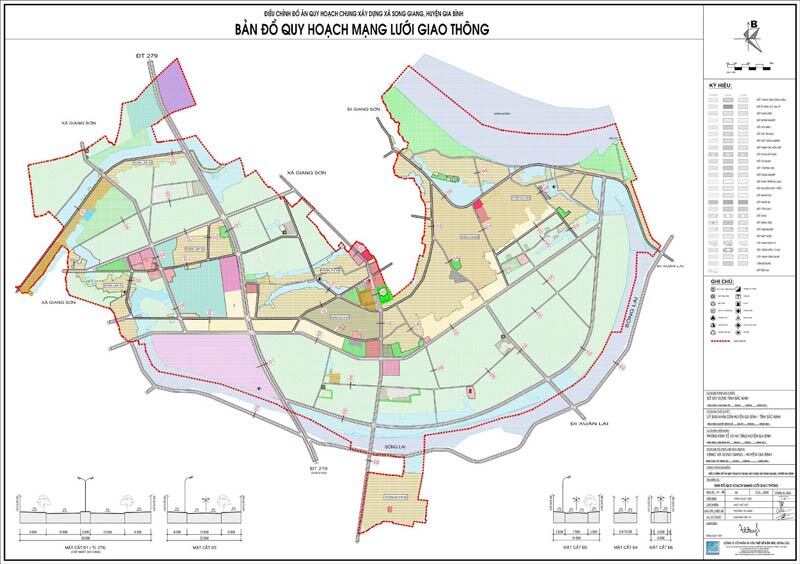 Bản vẽ giao thông quy hoạch chung xây dựng xã Song Giang, huyện Gia Bình