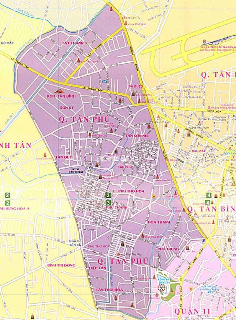 Bản đồ vị trí địa lý quận Tân Phú