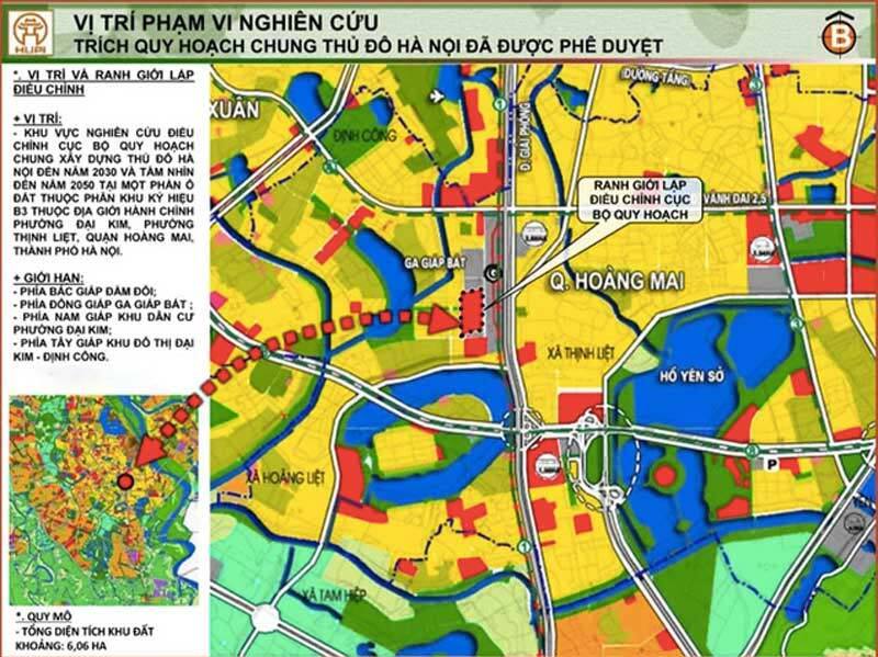 Vị trí của dự án Aeon Mall Giáp Bát trong bản đồ quy hoạch chung thủ đô Hà Nội