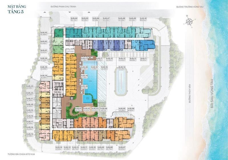 Mặt bằng tầng 5 căn hộ khách sạn Five Seasons Homes