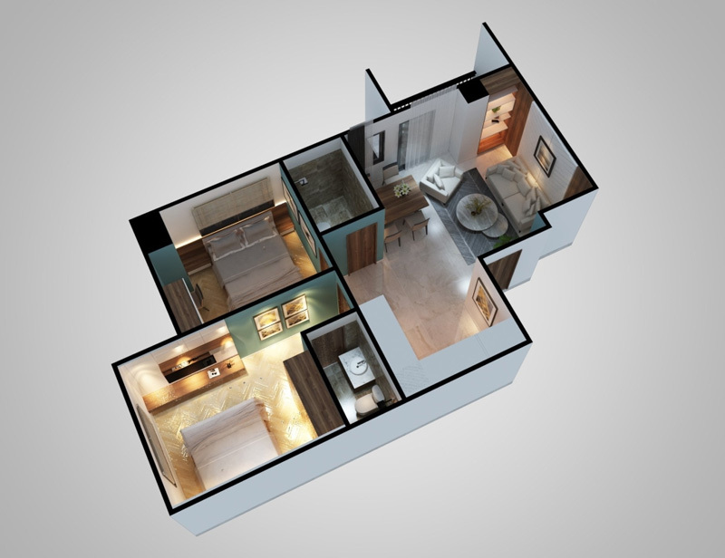 Phối cảnh một căn hộ tại dự án Nhịp Điệu Xanh Dream House