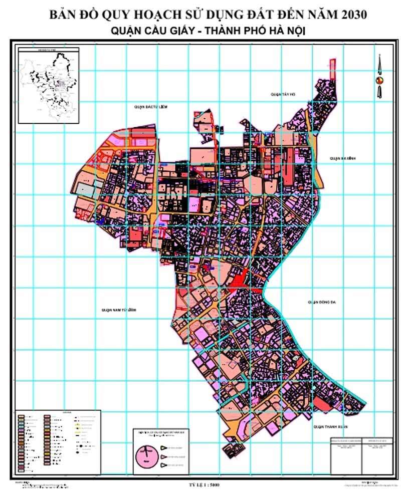 Bản đồ quy hoạch quận Cầu Giấy - Quy hoạch sử dụng đất đến năm 2030