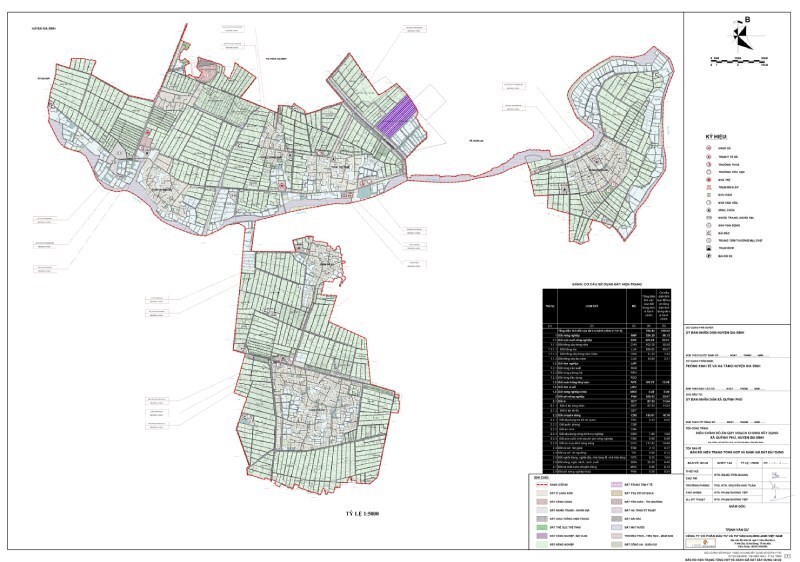 Bản vẽ hiện trạng của Đồ án điều chỉnh Quy hoạch chung xây dựng xã Quỳnh Phú, huyện Gia Bình