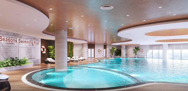 Bể bơi 4 mùa tiện ích nội khu tại Vinhomes Sky Park Bắc Giang
