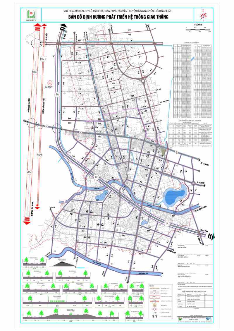 Bản vẽ quy hoạch giao thông Quy hoạch chung tỷ lệ 1/5000 thị trấn Hưng Nguyên, huyện Hưng Nguyên, tỉnh Nghệ An