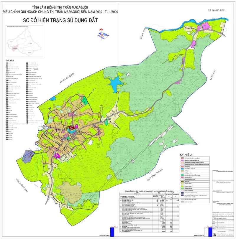 Bản đồ hiện trạng Quy h​oạch chung xây dựng TT Mađaguôi, T. Lâm Đồng đến 2030