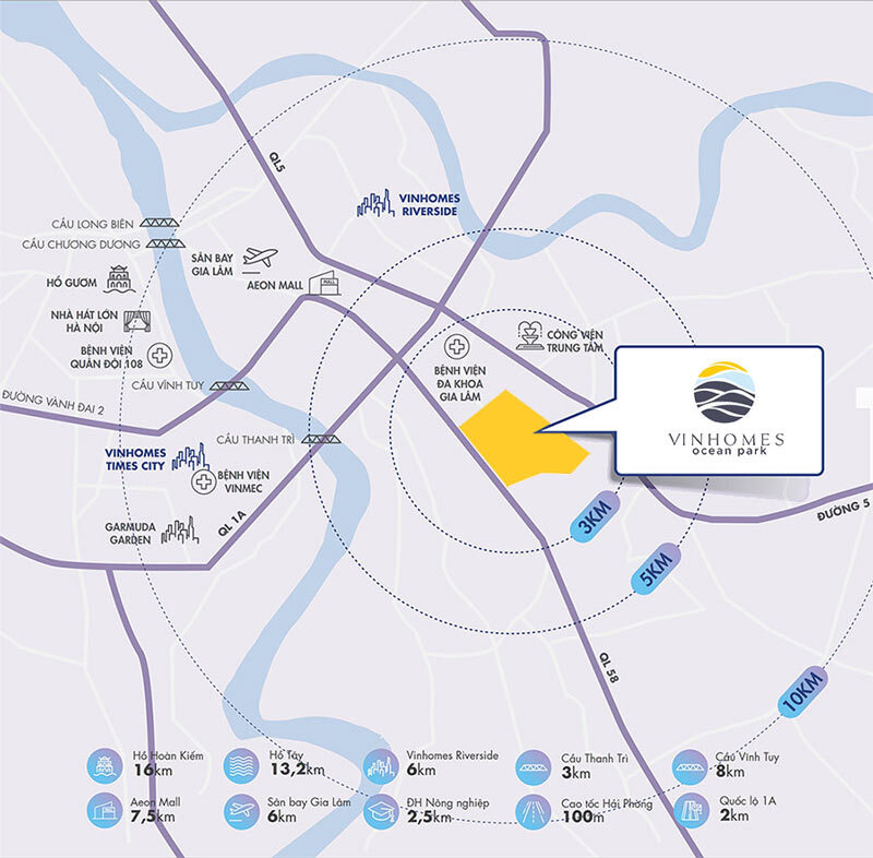 Vị trí Vinhomes Ocean Park 1 thuộc dự án Ocean City