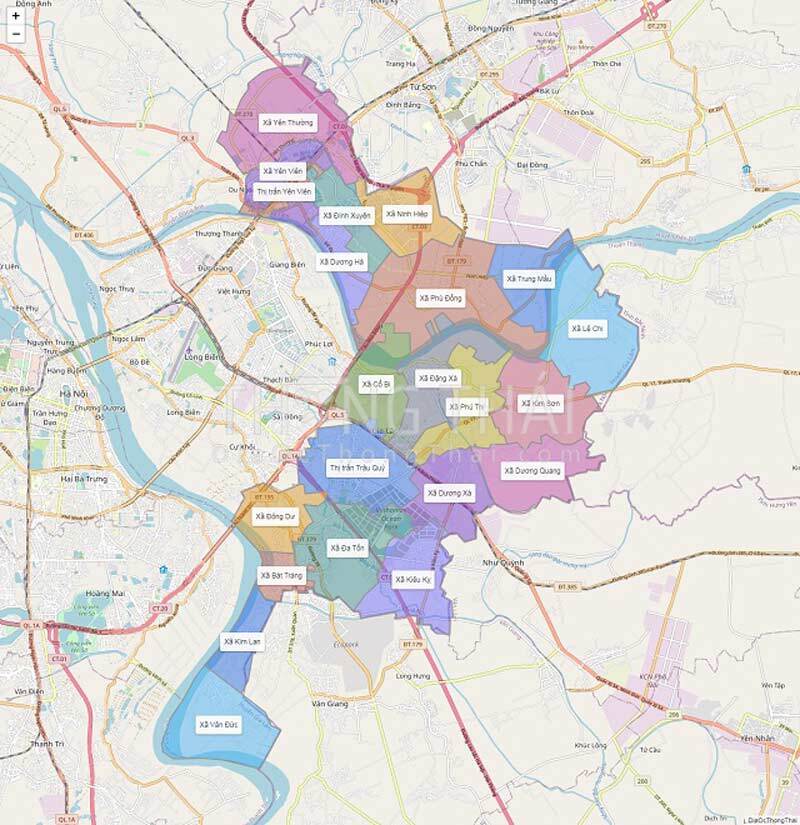 Bản đồ hành chính huyện Gia Lâm