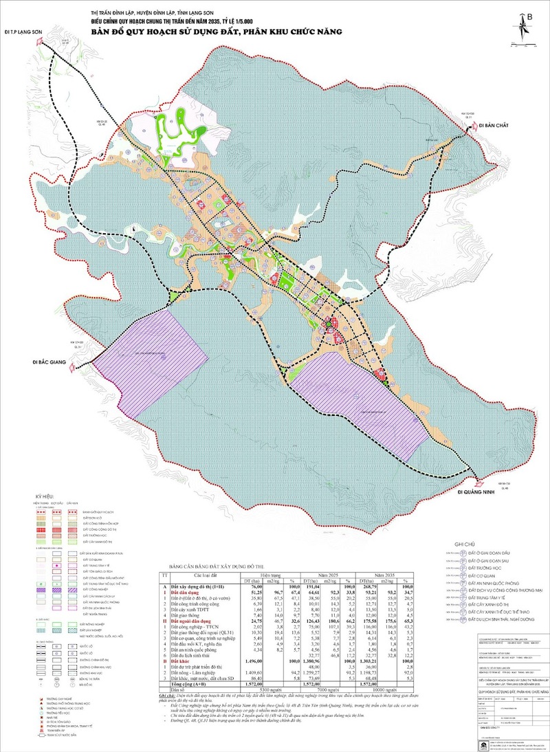 Bản vẽ quy hoạch sử dụng đất Quy hoạch chung thị trấn Đình Lập, huyện Đình Lập, tỉnh Lạng Sơn đến năm 2035, tỷ lệ 1/5000