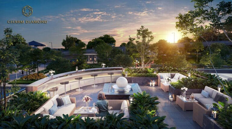 Sky Bar tiện ích nội khu tầng 4 tại dự án Charm Diamond Bình Dương
