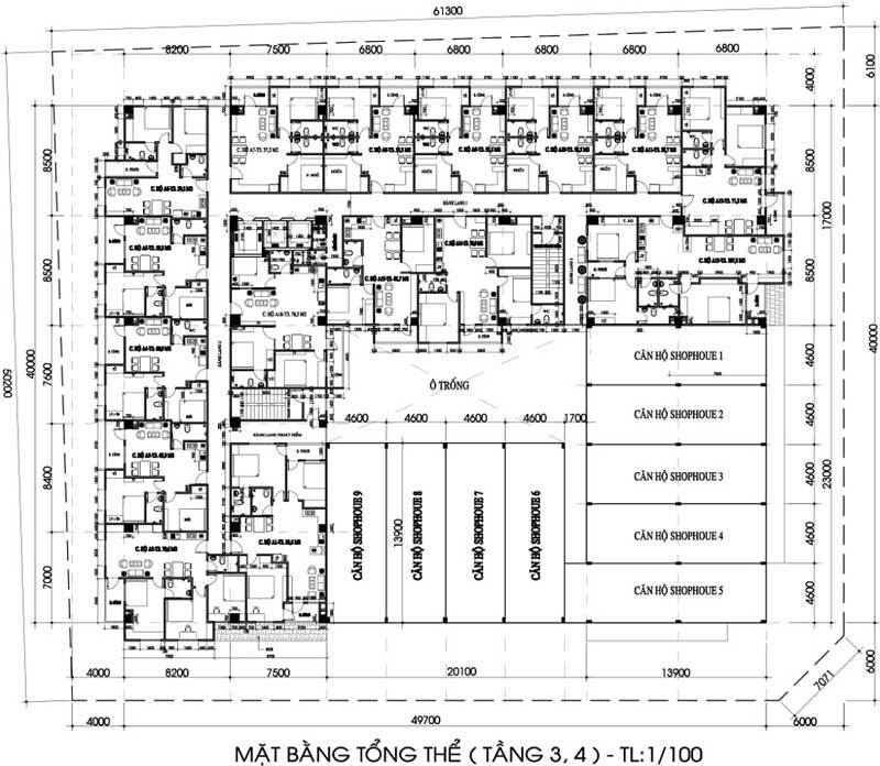Mặt bằng một tầng tại dự án Nhịp Điệu Xanh Dream House
