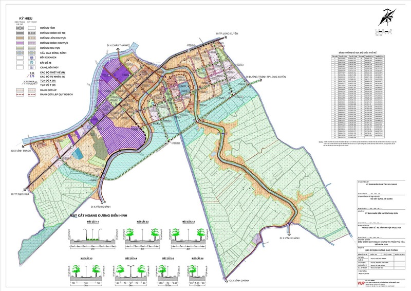 Bản vẽ giao thông quy hoạch chung thị trấn Phú Hoà, huyện Thoại Sơn, tỉnh An Giang đến năm 2030