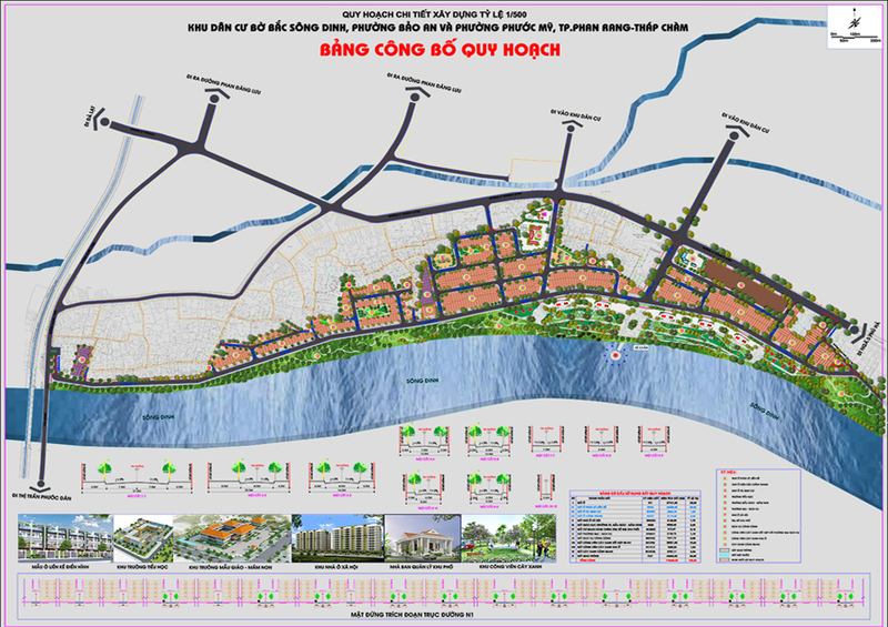 Bản đồ quy hoạch khu dân cư bờ Bắc sông Dinh