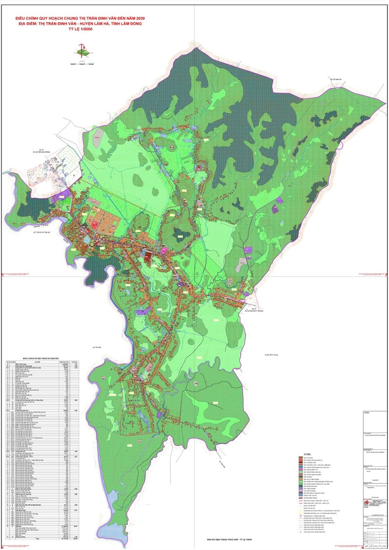 Bản vẽ định hướng phát triển không gian Quy hoạch chung thị trấn Đình Lập, huyện Đình Lập, tỉnh Lạng Sơn đến năm 2035, tỷ lệ 1/5000