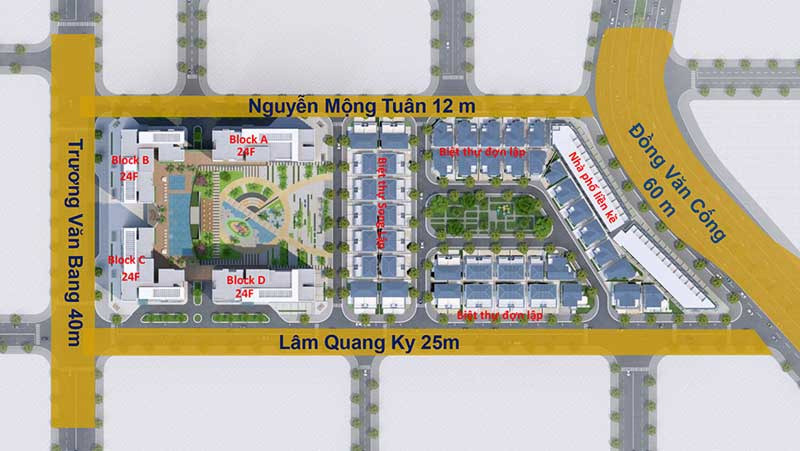 Phối cảnh mặt bằng tổng thể dự án Victoria Village Quận 2